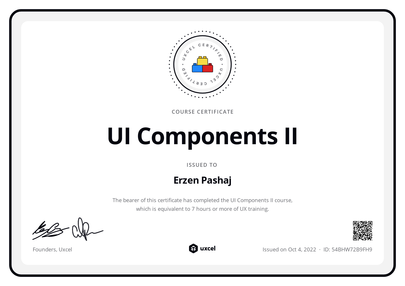 Erzen Pashaj's certificate